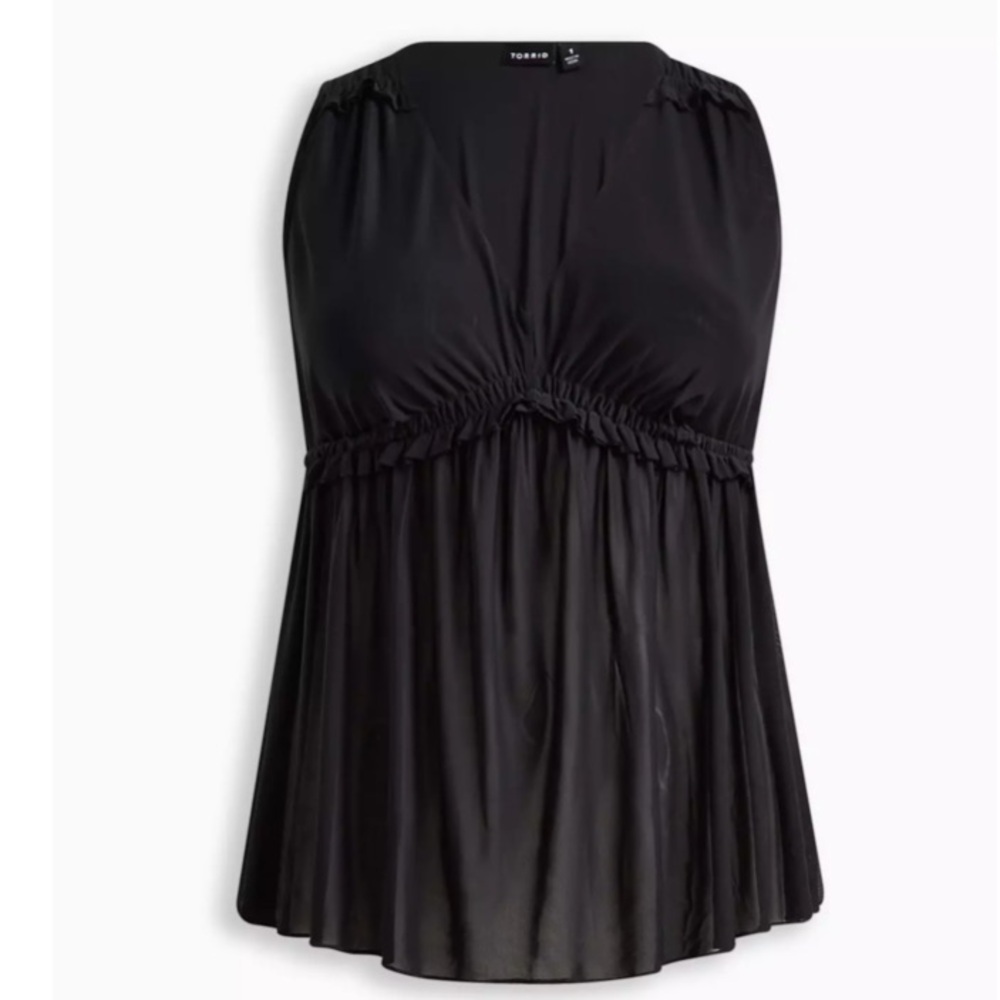 Babydoll Mesh V-Neck Tank Womens 5X Black